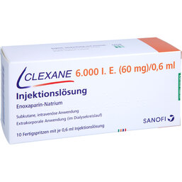 Abbildung: Clexane 60 mg 0,6 ml Injektionslösung in einer Fertigspritze 10 St, Injektionslösung in einer Fertigspritze PZN 03048266