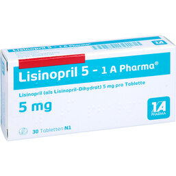 Abbildung: Lisinopril 5 1A Pharma Tabletten 30 St, Tabletten PZN 03061864