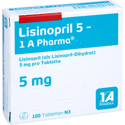 Abbildung: Lisinopril 5 1A Pharma Tabletten 100 St, Tabletten PZN 03061887