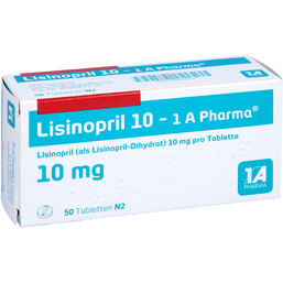 Abbildung: Lisinopril 10 1A Pharma Tabletten 50 St, Tabletten PZN 03061901