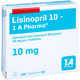 Abbildung: Lisinopril 10 1A Pharma Tabletten 100 St, Tabletten PZN 03061918