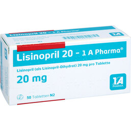 Abbildung: Lisinopril 20 1A Pharma Tabletten 50 St, Tabletten PZN 03061930