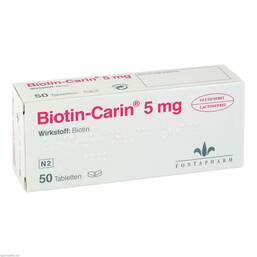 Abbildung: Biotin Carin 5 mg lactose glutenfrei Tabletten Tabletten, 50 St PZN 03063047