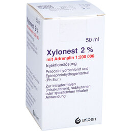 Abbildung: Xylonest 2% mit Adrenalin Fl. Injektionslösung 50 ml, Injektionslösung PZN 03070283