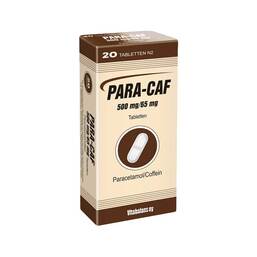 Abbildung: Para Caf 500 mg / 65 mg Tabletten 20 St, Tabletten PZN 03073063