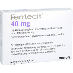 Abbildung: Ferrlecit 40 mg Ampullen 6X3.2 ml, Ampullen PZN 03075346