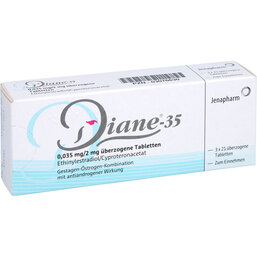 Abbildung: Diane 35 überzogene Tabletten 3X21 St, Überzogene Tabletten PZN 03076630
