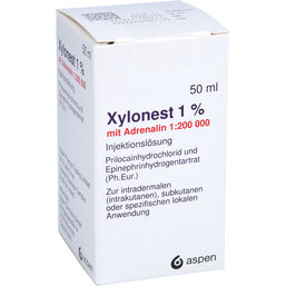 Abbildung: Xylonest 1% mit Adrenalin Fl. Injektionslösung 50 ml, Injektionslösung PZN 03079396