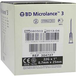 Abbildung: BD Microlance Kanüle 22 G 1 0,7x25 mm 100 St, Kanüle PZN 03087013