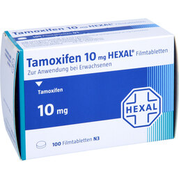 Abbildung: Tamoxifen 10 mg Hexal Filmtabletten 100 St, Filmtabletten PZN 03097460