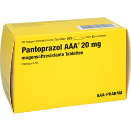 Abbildung: Pantoprazol AAA 20 mg magensaftresistent Tabletten 98 St, Tabletten magensaftresistent PZN 03101055