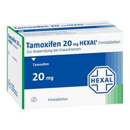 Abbildung: Tamoxifen 20 mg Hexal Filmtabletten 100 St, Filmtabletten PZN 03103172