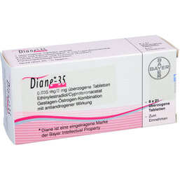 Abbildung: Diane 35 überzogene Tabletten 6X21 St, Überzogene Tabletten PZN 03104349
