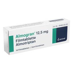 Abbildung: Almogran 12,5 mg Filmtabletten 14 St, Filmtabletten PZN 03104421