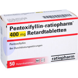 Abbildung: Pentoxifyllin ratiopharm 400 mg Retardtabletten 50 St, Retard-Tabletten PZN 03115488