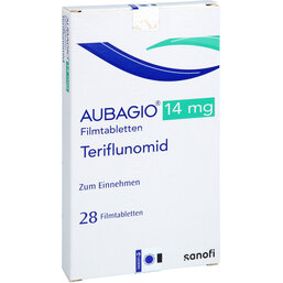 Abbildung: Aubagio 14 mg Filmtabletten 28 St, Filmtabletten PZN 03118096