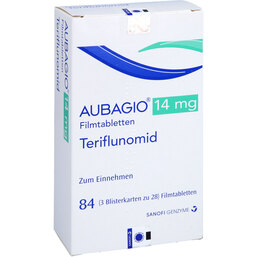Abbildung: Aubagio 14 mg Filmtabletten 84 St, Filmtabletten PZN 03118162