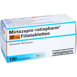 Abbildung: Mirtazapin ratiopharm 30 mg Filmtabletten 100 St, Filmtabletten PZN 03120414