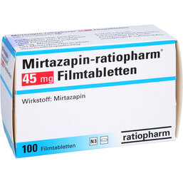 Abbildung: Mirtazapin ratiopharm 45 mg Filmtabletten 100 St, Filmtabletten PZN 03120503