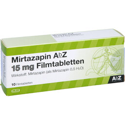 Abbildung: Mirtazapin AbZ 15 mg Filmtabletten 10 St, Filmtabletten PZN 03123074