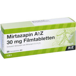 Abbildung: Mirtazapin AbZ 30 mg Filmtabletten 20 St, Filmtabletten PZN 03123097