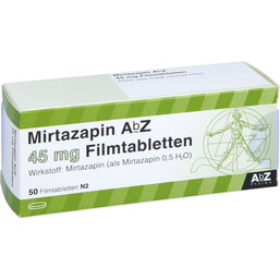Abbildung: Mirtazapin AbZ 45 mg Filmtabletten 50 St, Filmtabletten PZN 03123200