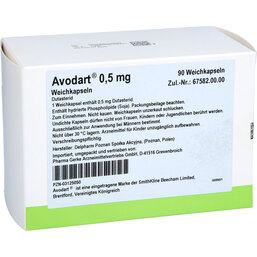 Abbildung: Avodart 0,5 mg Weichkapseln 90 St, Weichkapseln PZN 03125050