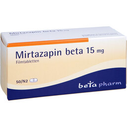 Abbildung: Mirtazapin beta 15 mg Filmtabletten 50 St, Filmtabletten PZN 03136378