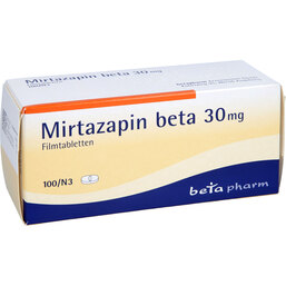 Abbildung: Mirtazapin beta 30 mg Filmtabletten 100 St, Filmtabletten PZN 03136415