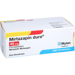 Abbildung: Mirtazapin dura 45 mg Filmtabletten 100 St, Filmtabletten PZN 03152911