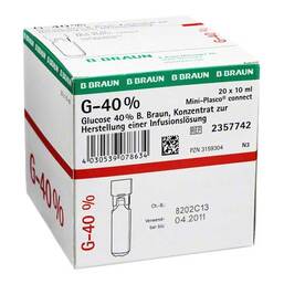 Abbildung: Glucose 40% Braun Mini Plasco connect Infusionslösung -K. 20X10 ml, Infusionslösungskonzentrat PZN 03159304