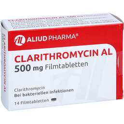 Abbildung: Clarithromycin AL 500 mg Filmtabletten 14 St, Filmtabletten PZN 03169828