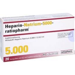 Abbildung: Heparin Natrium 5.000 ratiopharm Ampullen 20 St, Ampullen PZN 03170642