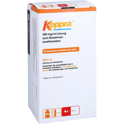 Abbildung: Keppra 100 mg / ml Lösung zum Einnehm.mit 10 ml Dos.Pipette 300 ml, Lösung zum Einnehmen PZN 03177236