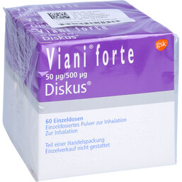 Abbildung: Viani forte 50 µg / 500 µg Diskus Pulver z. Inhalat. 3X60 St, Inhalationspulver PZN 03180818