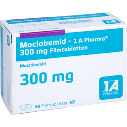 Abbildung: Moclobemid 300 mg 1A Pharma Filmtabletten 50 St, Filmtabletten PZN 03190225