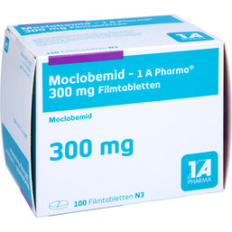 Abbildung: Moclobemid 300 mg 1A Pharma Filmtabletten 100 St, Filmtabletten PZN 03190231