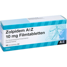 Abbildung: Zolpidem AbZ 10 mg Filmtabletten 10 St, Filmtabletten PZN 03195493