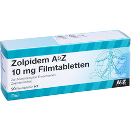 Abbildung: Zolpidem AbZ 10 mg Filmtabletten 20 St, Filmtabletten PZN 03195501