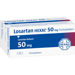 Abbildung: Losartan Hexal 50mg Filmtabletten 28 St, Filmtabletten PZN 03215876