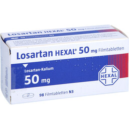 Abbildung: Losartan Hexal 50mg Filmtabletten 98 St, Filmtabletten PZN 03215899