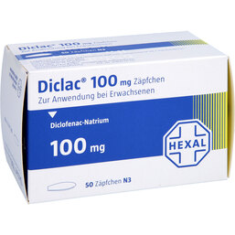 Abbildung: Diclac 100 mg Zäpfchen 50 St, Suppositorien PZN 03223108