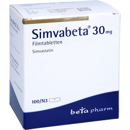Abbildung: Simvabeta 30 mg Filmtabletten 100 St, Filmtabletten PZN 03241170