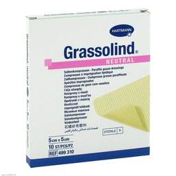 Abbildung: Grassolind Salbenkompressen 5x5 cm steril Kompressen, 10 St PZN 03245618