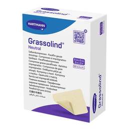 Abbildung: Grassolind Salbenkompressen 5x5 cm steril 50 St, Kompressen PZN 03245647
