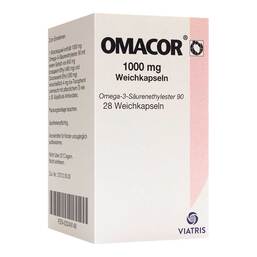 Abbildung: Omacor 1000 mg Weichkapseln 28 St, Weichkapseln PZN 03249148