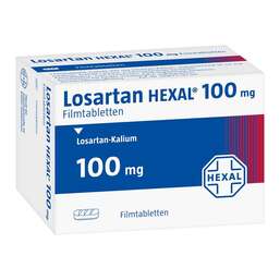 Abbildung: Losartan Hexal 100mg Filmtabletten 98 St, Filmtabletten PZN 03249964