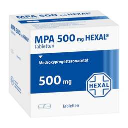 Abbildung: MPA 500 Hexal Tabletten 100 St, Tabletten PZN 03255870