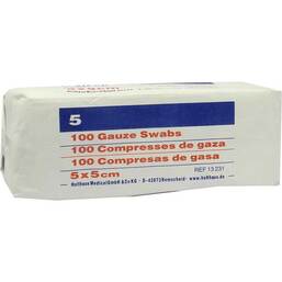 Abbildung: Mullkompressen Ypsipad 5x5 cm unsteril 8-fach 100 St, Kompressen PZN 03262829