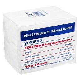 Abbildung: Mullkompressen Ypsipad 10x10 cm unsteril 8-fach 100 St, Kompressen PZN 03262841 